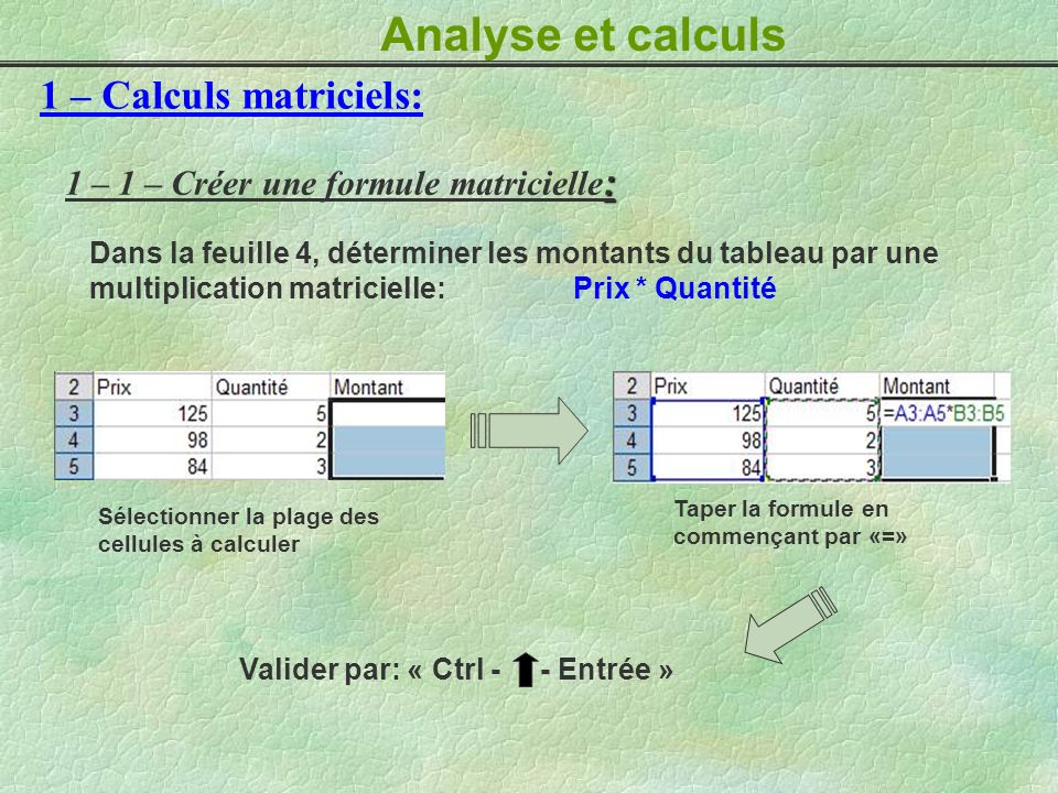 Analyse et calculs 1 – Calculs matriciels: