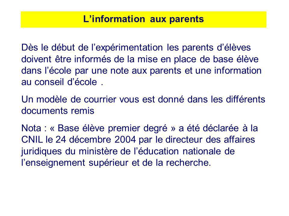 L’information aux parents