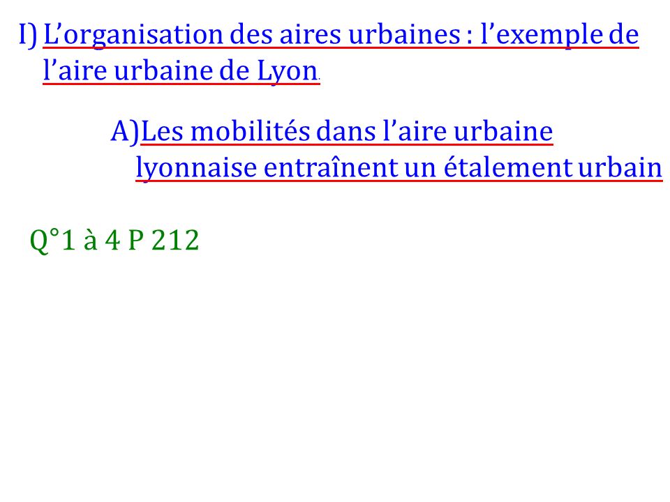 L’organisation des aires urbaines : l’exemple de l’aire urbaine de Lyon.
