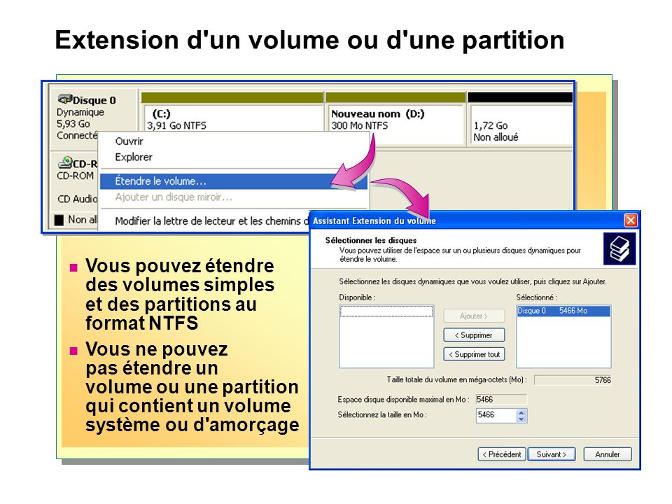 Extension d un volume ou d une partition