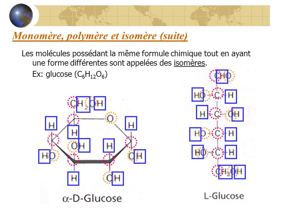 Monomère, polymère et isomère (suite)