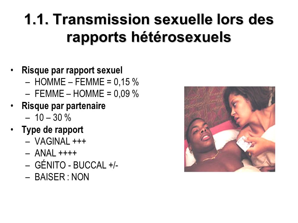 1.1. Transmission sexuelle lors des rapports hétérosexuels