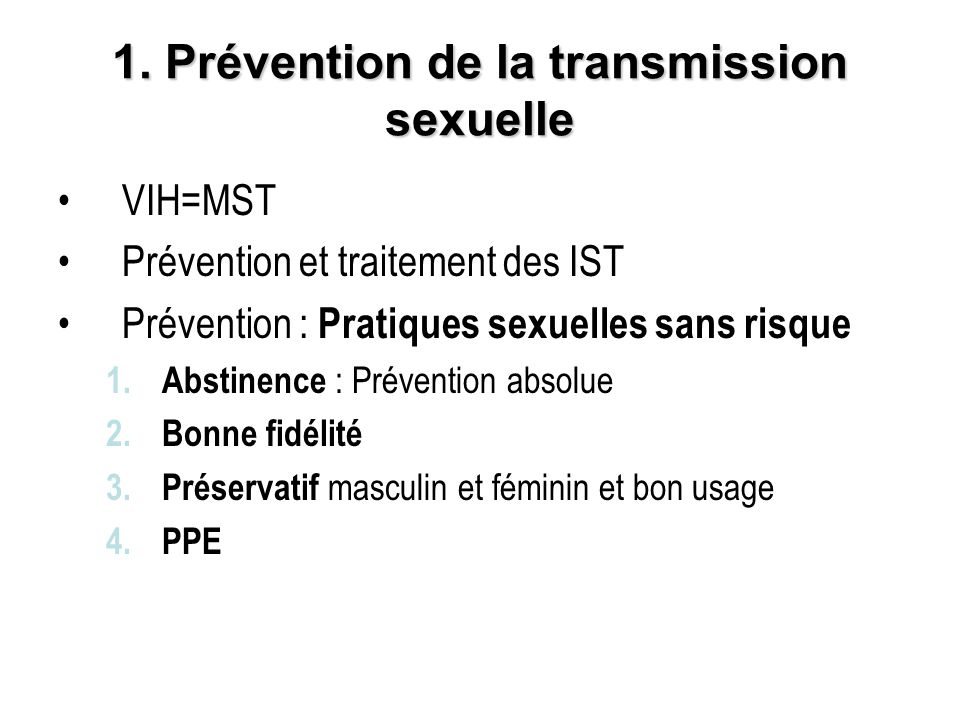 1. Prévention de la transmission sexuelle