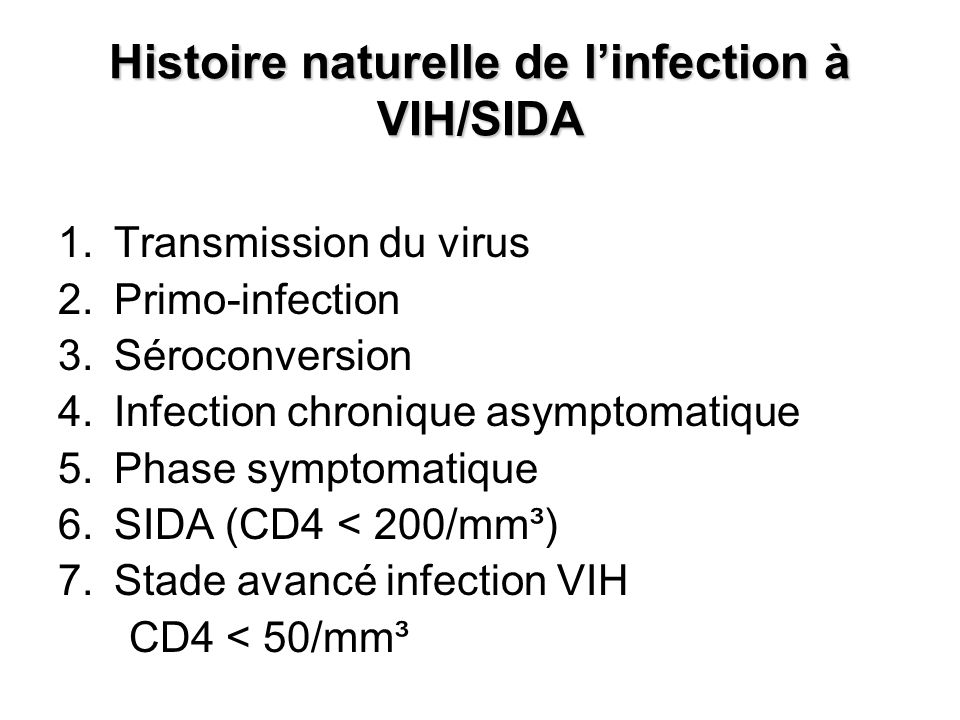 Histoire naturelle de l’infection à VIH/SIDA