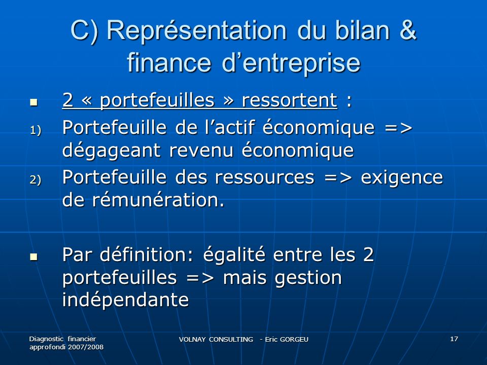 C) Représentation du bilan & finance d’entreprise