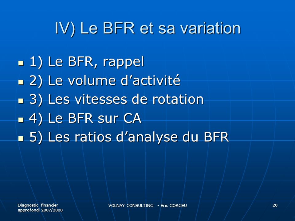 IV) Le BFR et sa variation