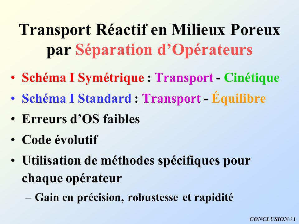 Transport Réactif en Milieux Poreux par Séparation d’Opérateurs