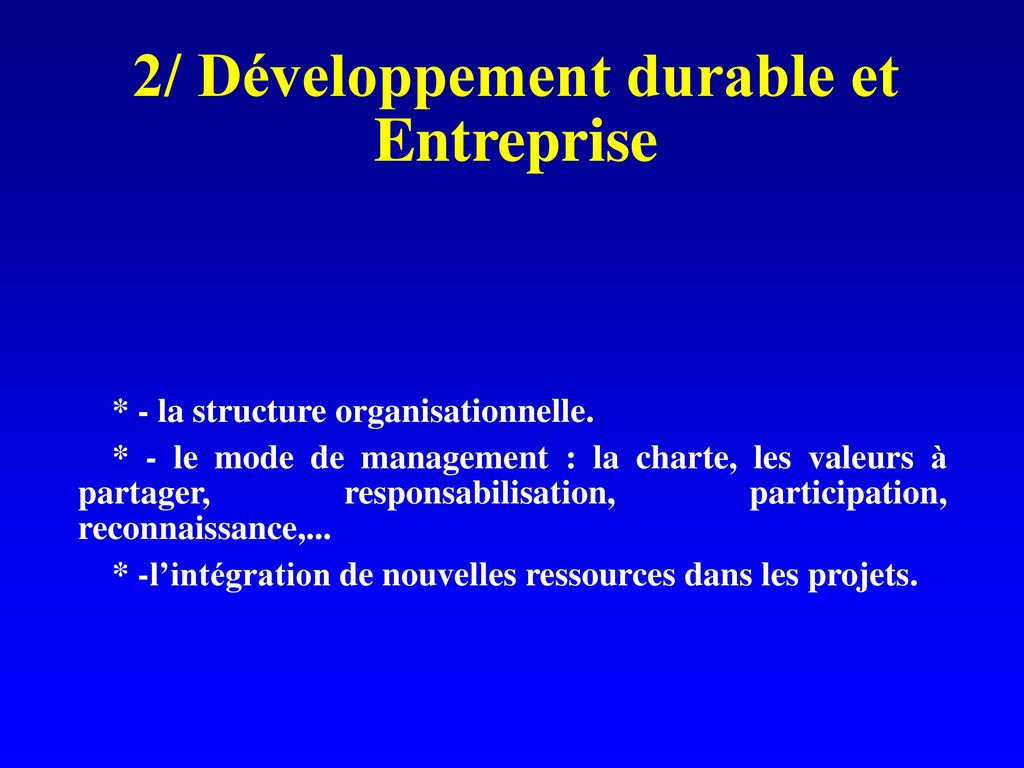 2/ Développement durable et Entreprise