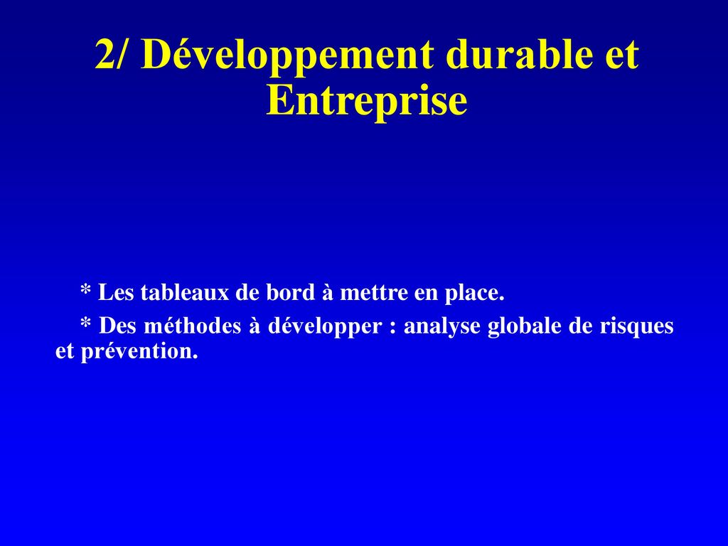 2/ Développement durable et Entreprise