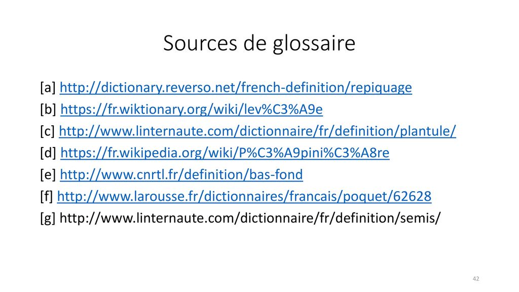 Sources de glossaire