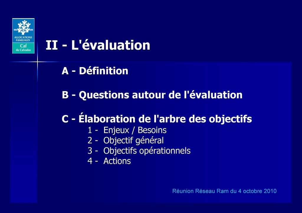 II - L évaluation A - Définition B - Questions autour de l évaluation