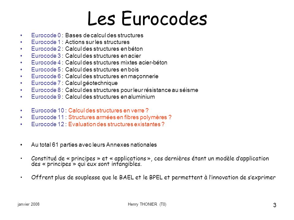 Les Eurocodes Eurocode 0 : Bases de calcul des structures