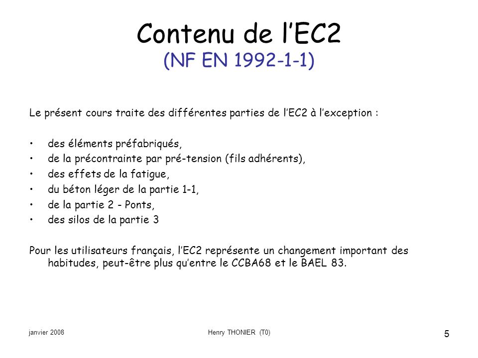 Contenu de l’EC2 (NF EN )