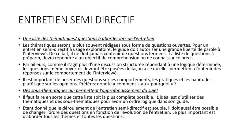 Exemple De Guide D Entretien Semi Directif