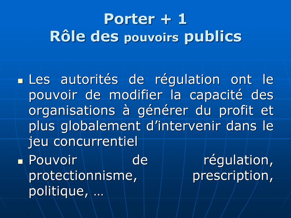 Porter + 1 Rôle des pouvoirs publics