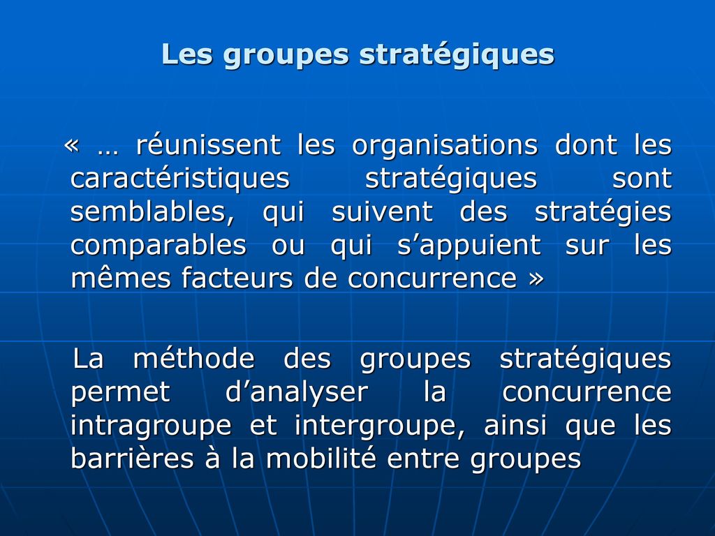 Les groupes stratégiques