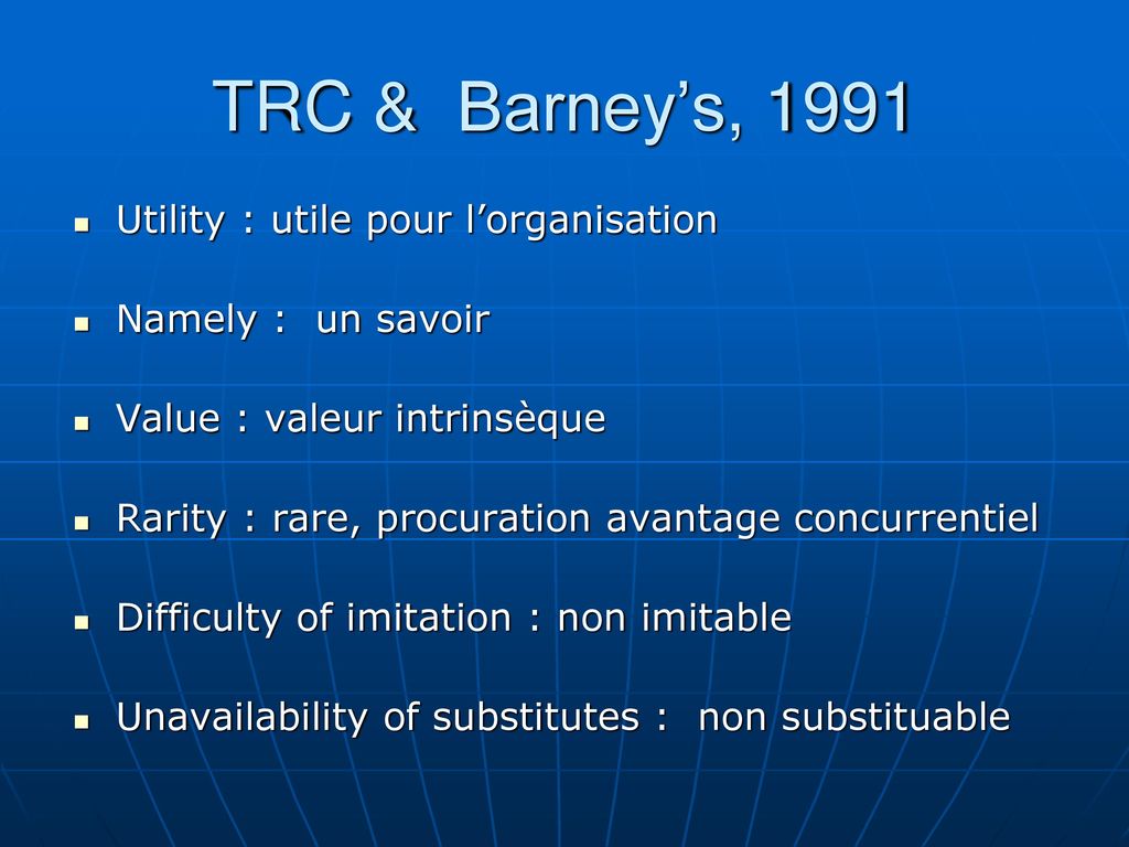 TRC & Barney’s, 1991 Utility : utile pour l’organisation