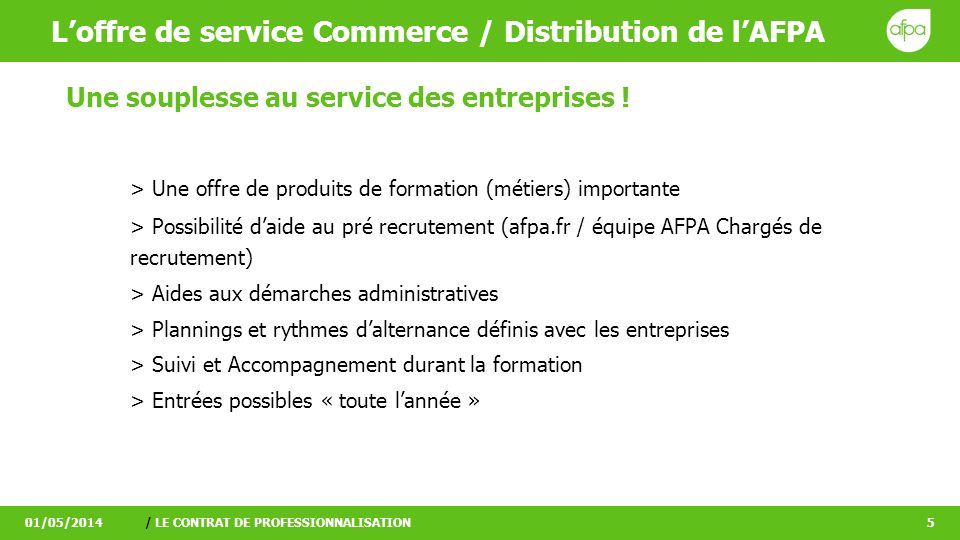 L’offre de service Commerce / Distribution de l’AFPA