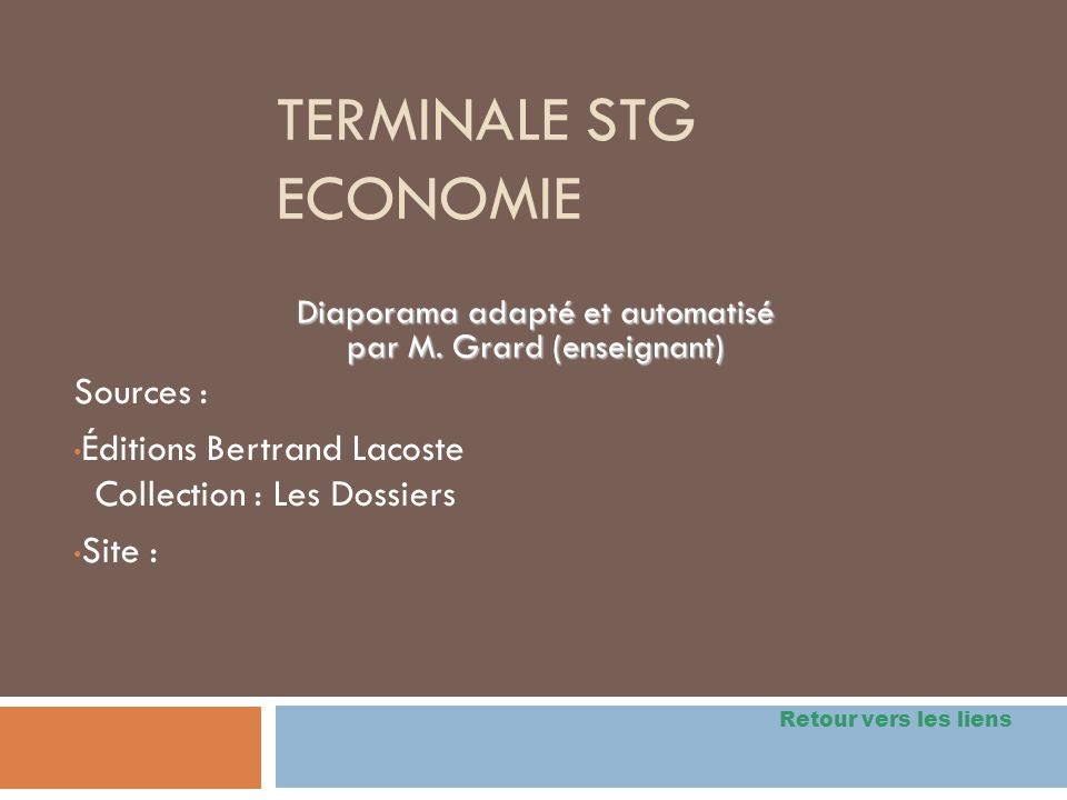 Terminale STG Economie