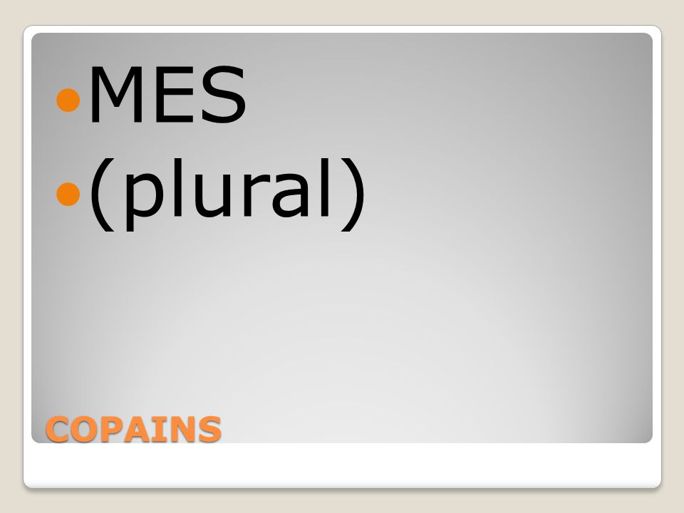 MES (plural) COPAINS
