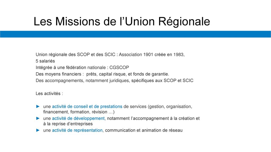 Les Missions de l’Union Régionale