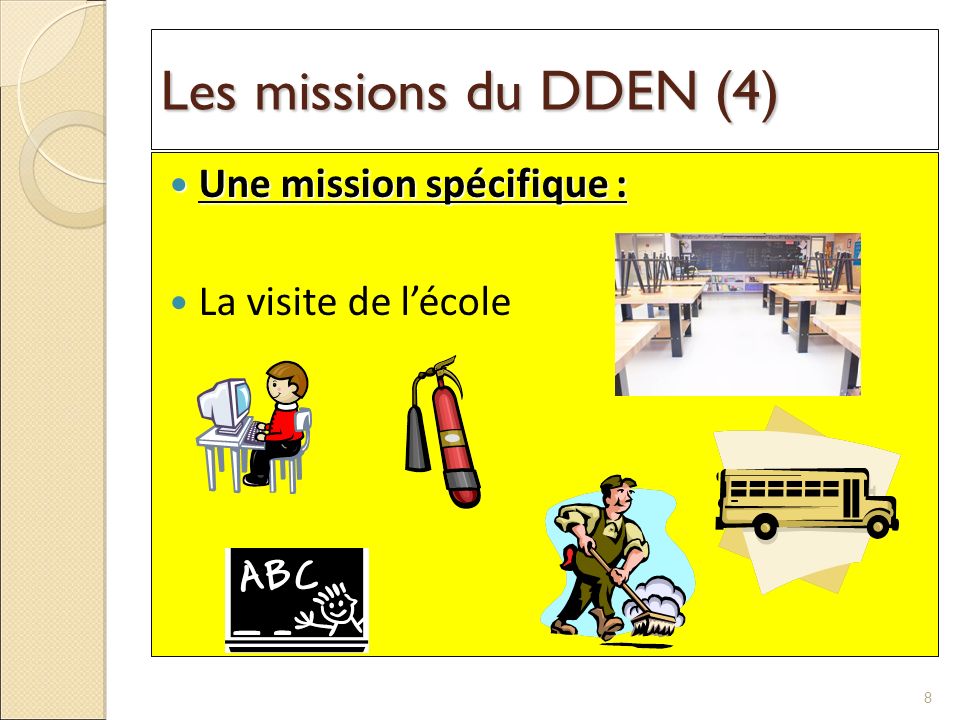 Les missions du DDEN (4) Une mission spécifique : La visite de l’école