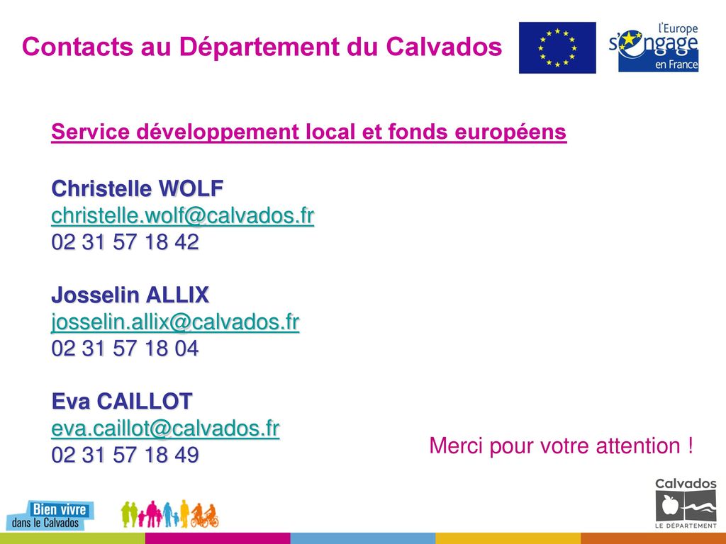 Contacts au Département du Calvados
