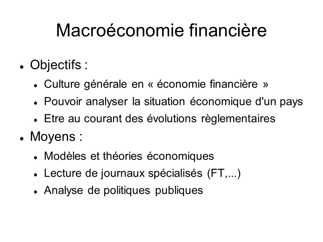 Macroéconomie Financière Ecole Centrale De Marseille Année - 