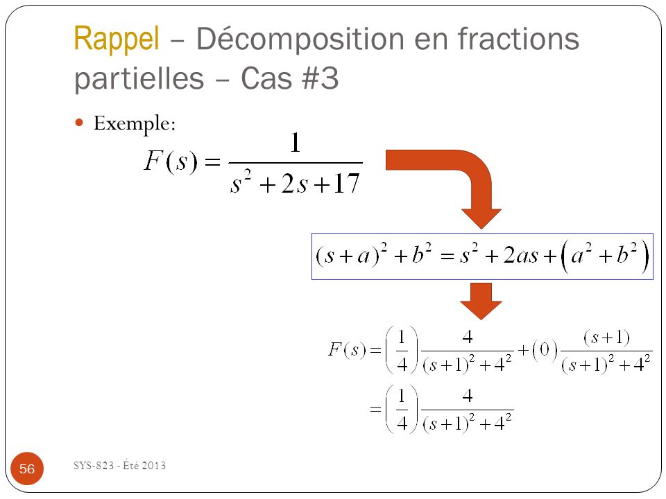 Rappel – Décomposition en fractions partielles – Cas #3