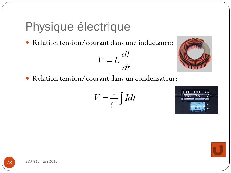 Physique électrique Relation tension/courant dans une inductance: