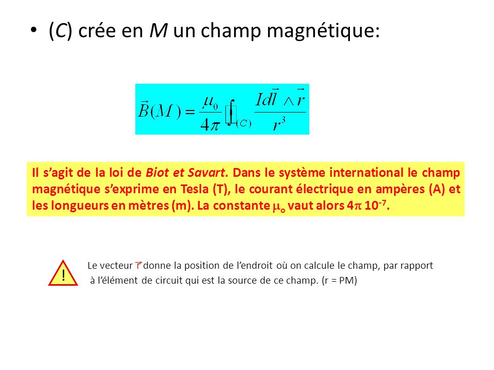 (C) crée en M un champ magnétique: