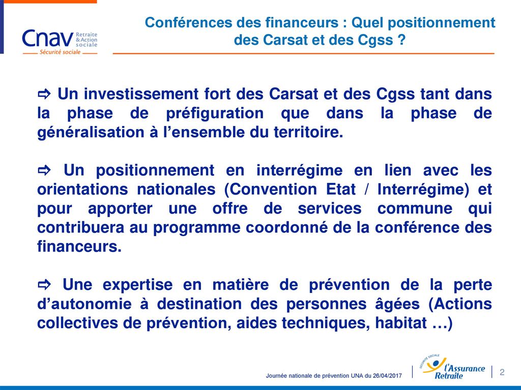 Conférences des financeurs : Quel positionnement des Carsat et des Cgss