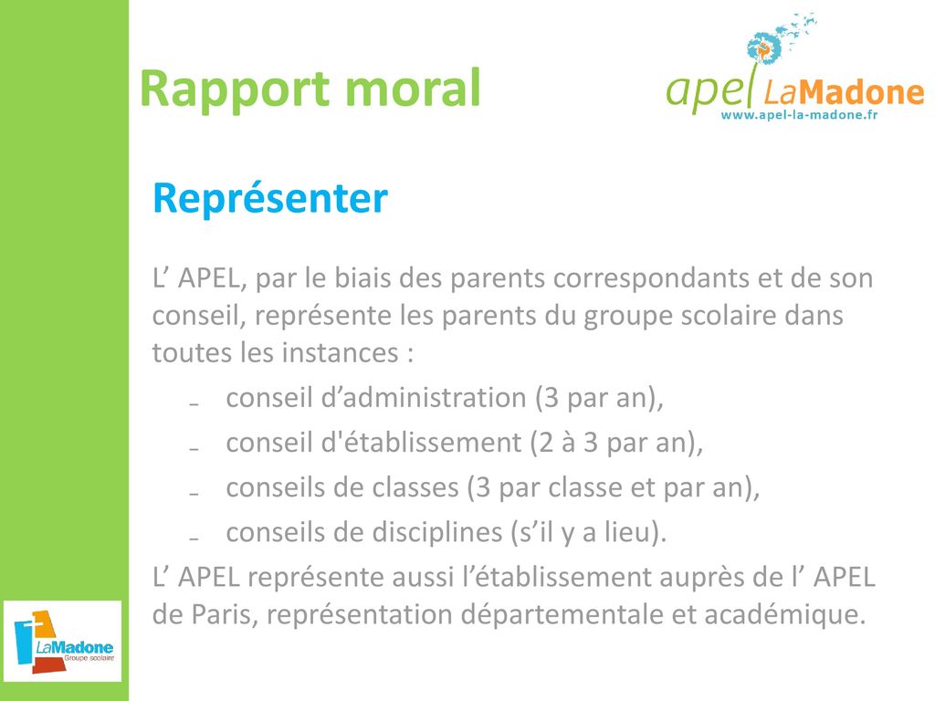 Rapport moral Représenter