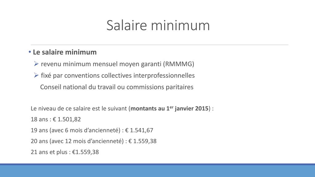 Salaire minimum Le salaire minimum