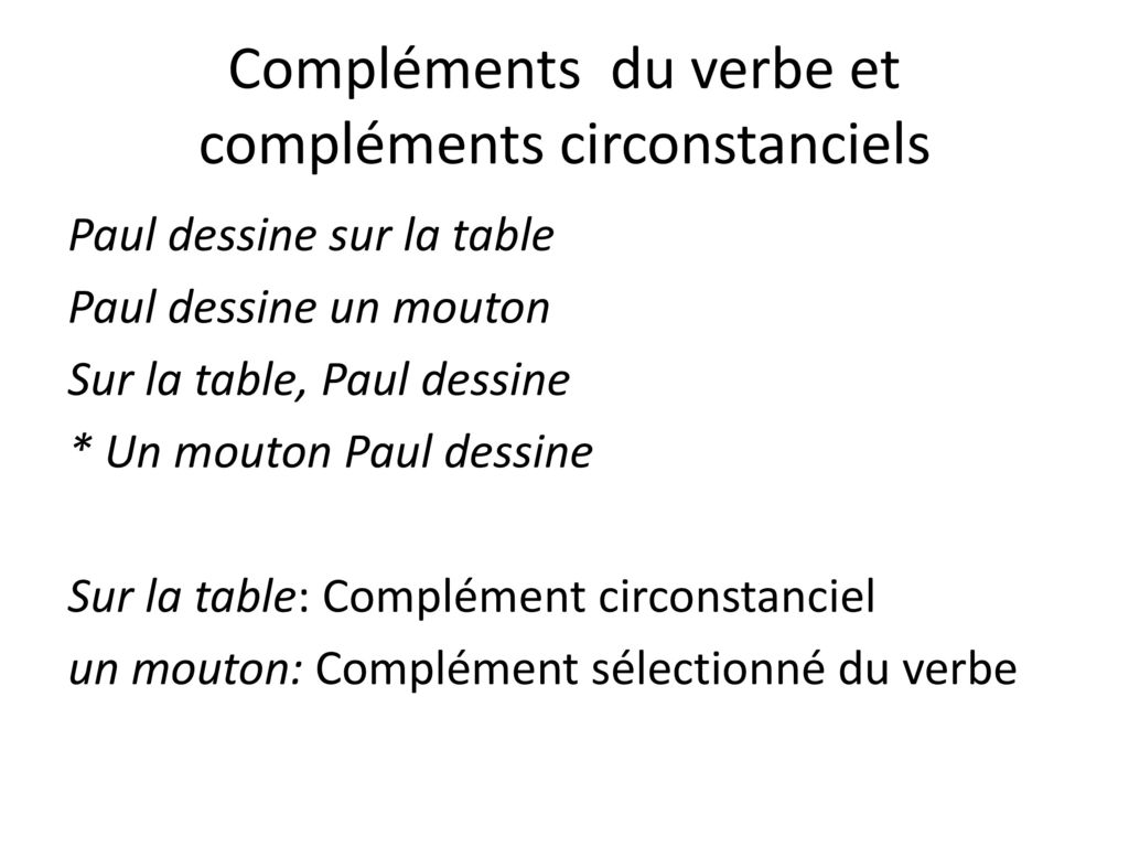 Compléments du verbe et compléments circonstanciels