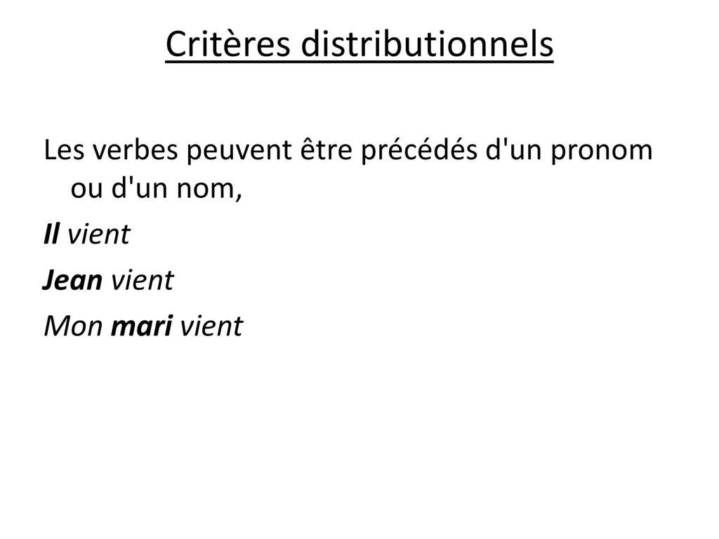 Critères distributionnels
