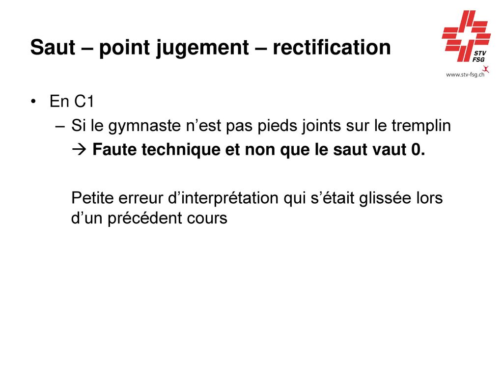 Saut – point jugement – rectification