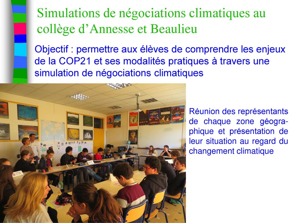 Simulations de négociations climatiques au collège d’Annesse et Beaulieu