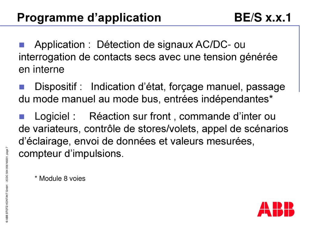 Programme d’application BE/S x.x.1