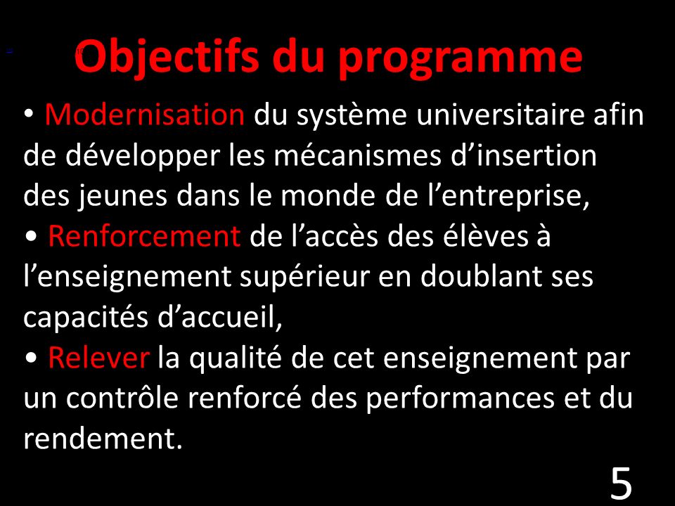 Objectifs du programme