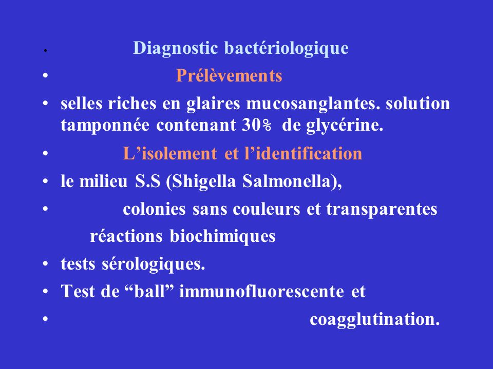 L’isolement et l’identification le milieu S.S (Shigella Salmonella),