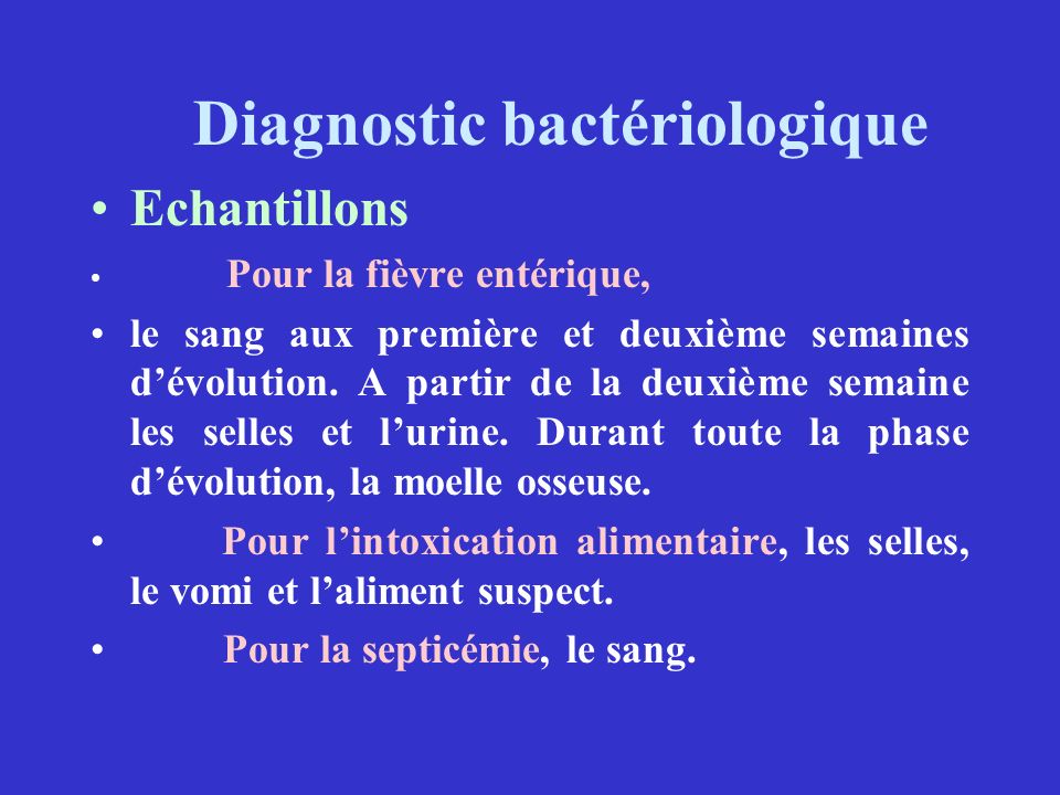 Echantillons Diagnostic bactériologique