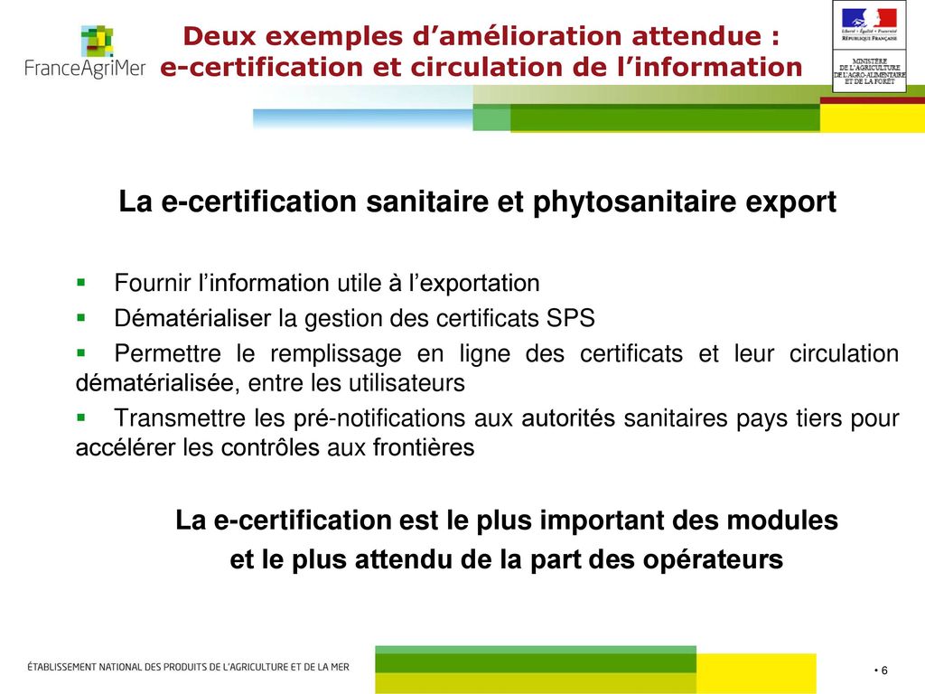 La e-certification sanitaire et phytosanitaire export