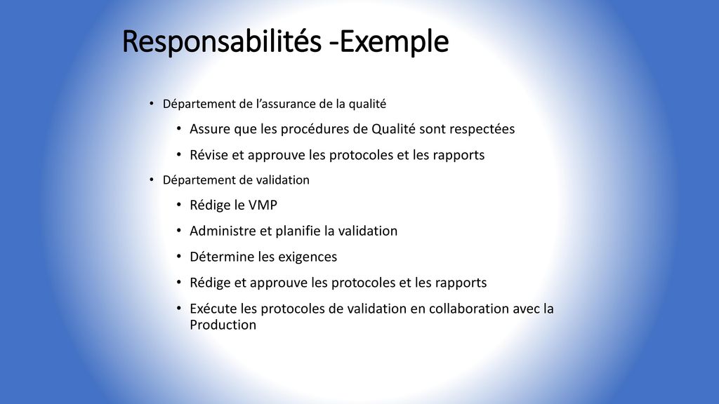 Responsabilités -Exemple