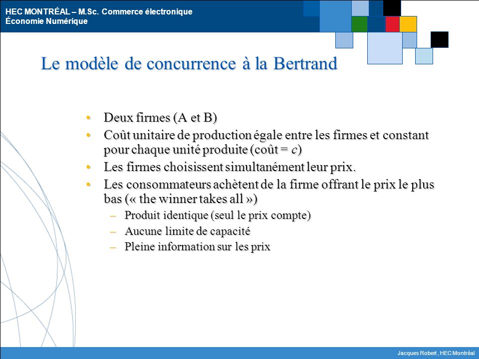 Le modèle de concurrence à la Bertrand