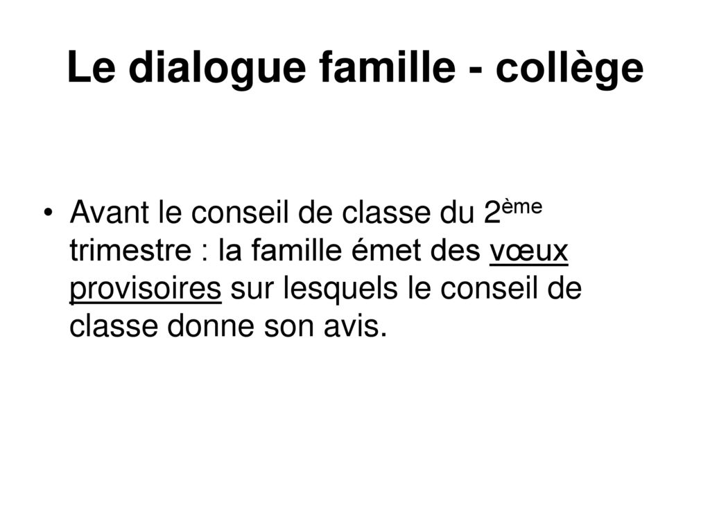 Le dialogue famille - collège