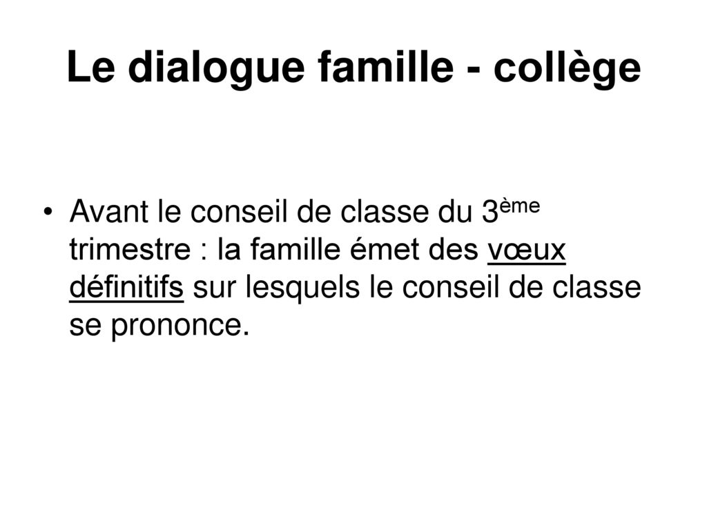 Le dialogue famille - collège
