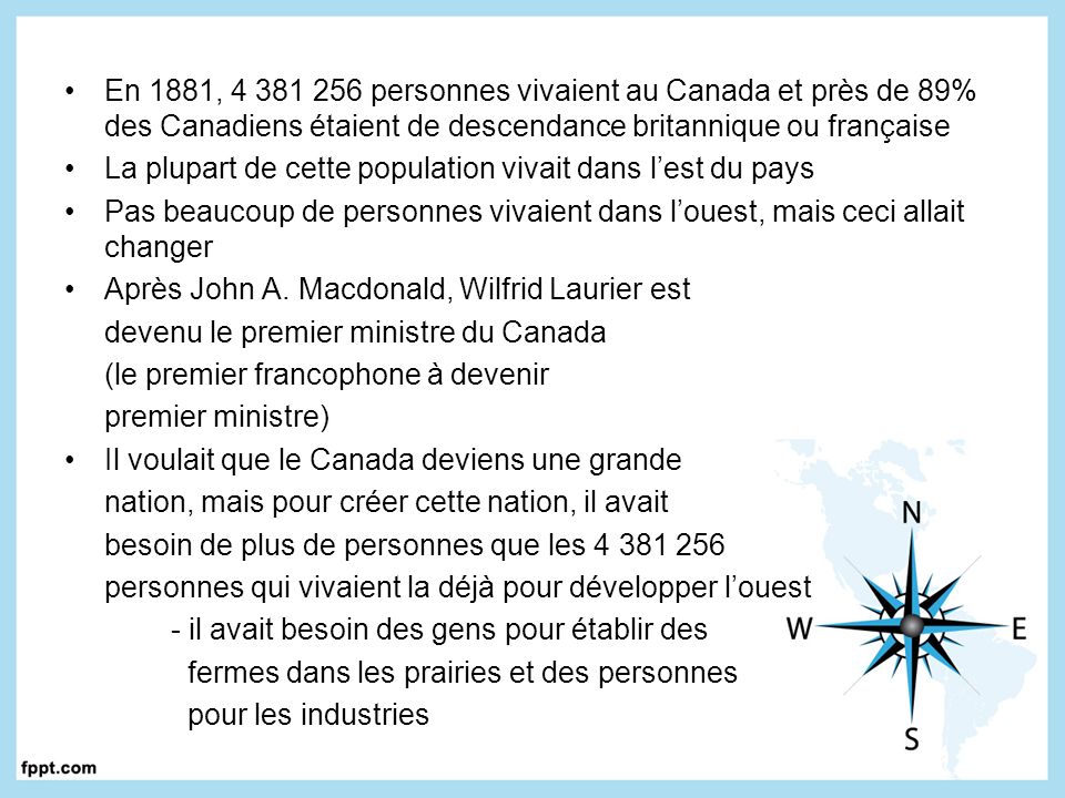 En 1881, personnes vivaient au Canada et près de 89% des Canadiens étaient de descendance britannique ou française