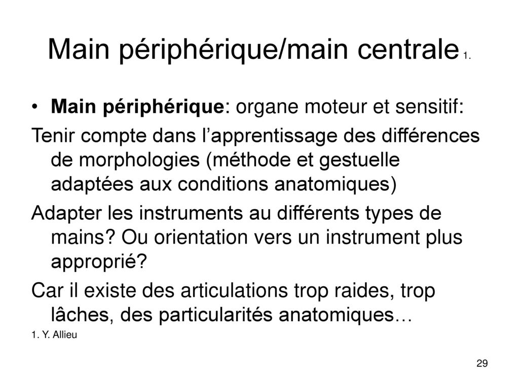 Main périphérique/main centrale 1.