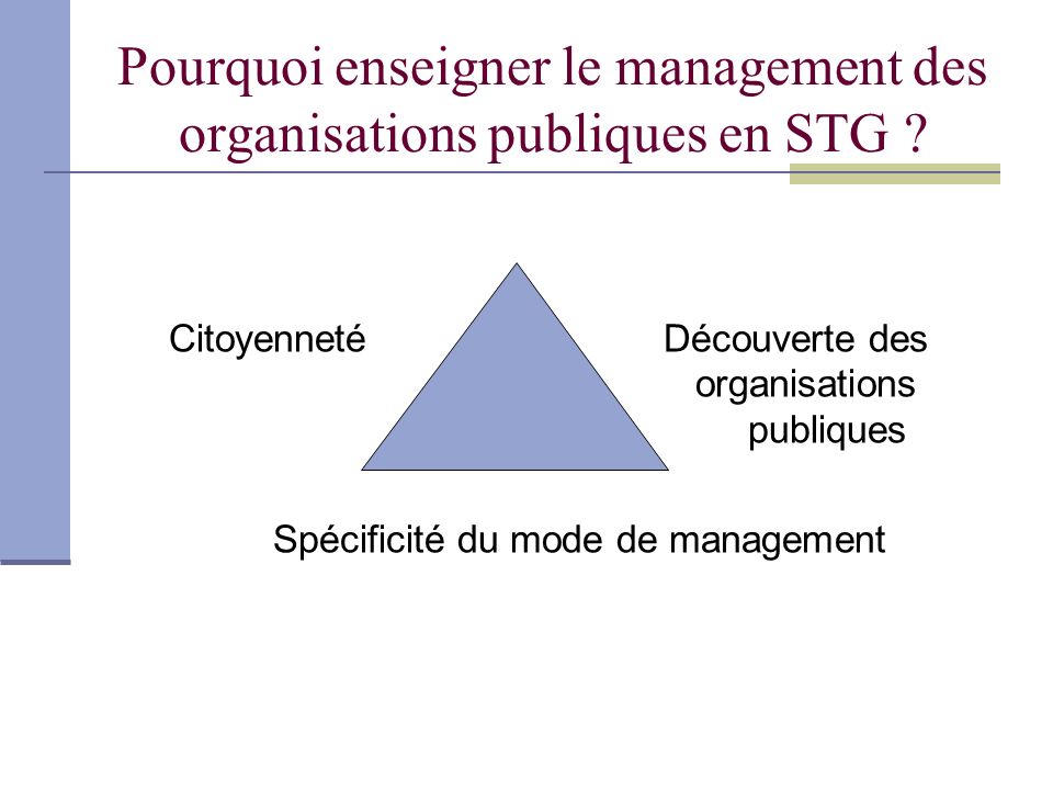Pourquoi enseigner le management des organisations publiques en STG
